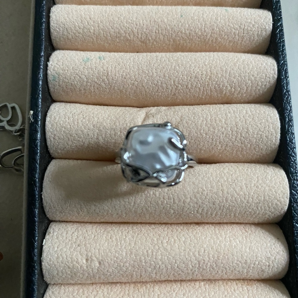 Elegant steel faux stone Ring